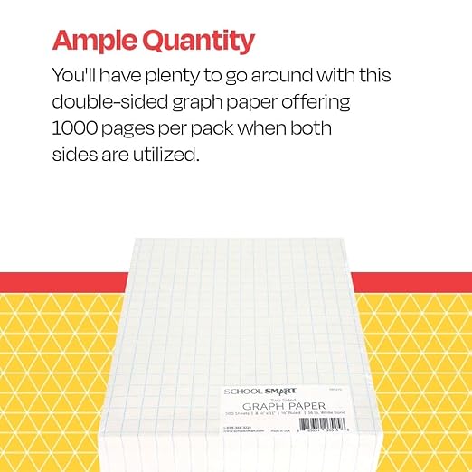 School Smart Double Sided Graph Paper, 8-1/2 x 11 Inches, 1/2 Inch Rule, White, Pack of 500 - 085279