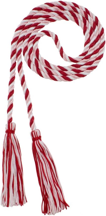 Tassel Depot Graduation Honor Cord - RED/LT Pink/White - Every School Color Available - Made in USA