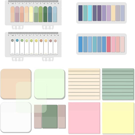BAYTORY 1300 Sheets Pastel Transparent Sticky Notes, Clear Waterproof 3 x 3 inch See Through Memo Pad, Self-Adhesive Translucent Writable Index Tabs for Annotating Books, Stationary Supplies