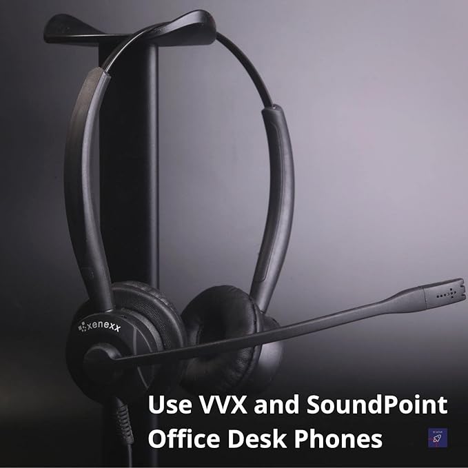 Polycom Compatible XS 825 Direct Connect Headset, Inteli Cord, Poly SoundPoint Phones: IP450, IP501, IP550, IP560, IP601, IP650, IP670, VVX300, VVX310, VVX400s, VVX500, VVX600, VVX1500, CX300, CX600