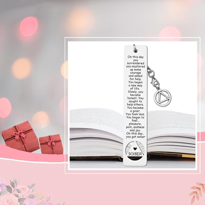 Sobriety Gift for Women Men, Proud of You Sobriety Bookmark, Alcoholics Addiction Stay Clean and Sober Bookmark, Inspirational Christmas Graduation Gifts-DB15