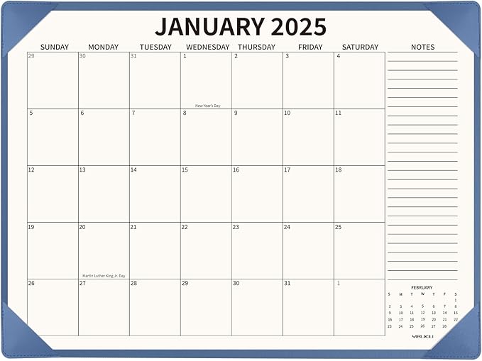 Desk Calendar 2025-2026 with Desktop Mat, 22x17 inch Large Desk Pad Calendar 18 Months Runs from 2025 to June 2026, Big Desk Blotter Calendar for Home Office and School, Blue