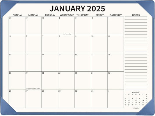 Desk Calendar 2025-2026 with Desktop Mat, 22x17 inch Large Desk Pad Calendar 18 Months Runs from 2025 to June 2026, Big Desk Blotter Calendar for Home Office and School, Blue