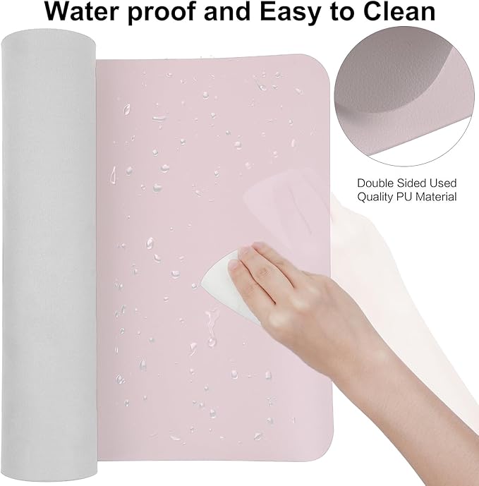 ‎Boutilon Leather Mouse Pad,Extended Desk Pad for Keyboard and Mouse Non-Slip Study Desk Writing Pad Desktop Protector for Home Office Accessories,30"x 14"(M-Light Pink)