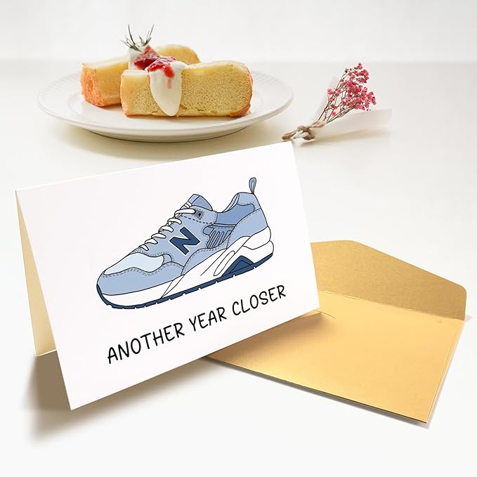 Chenive Funny Old Man Shoes Birthday Card, Humorous Birthday Card for Men, Getting Older Birthday Card for Dad Husband Boyfriend Friends, Another Year Closer Card
