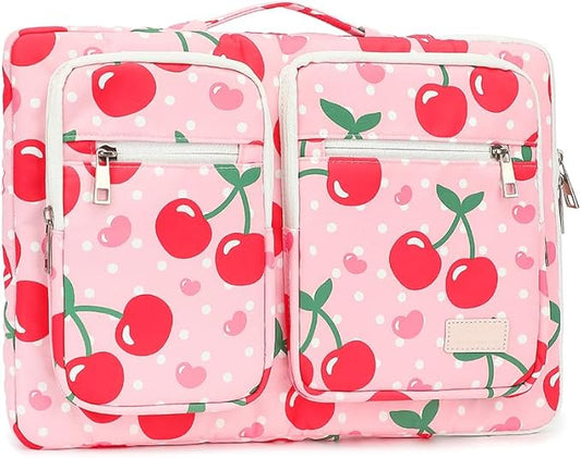 canvaslife 360° Protective Laptop Sleeve Case Bag Cover with Handle For iPad 12.9 inch,MacBook Pro Air 13" and 12.5 inch-13.3 inch Laptop (Cherry)