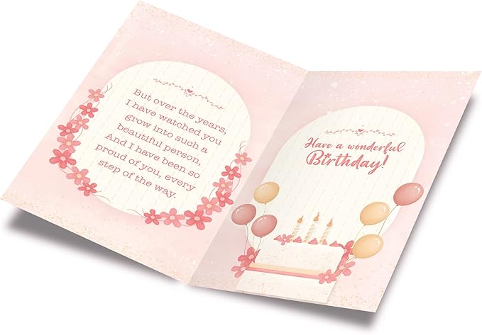 Prime Greetings Birthday Card For Niece, Made in America, Eco-Friendly, Thick Card Stock with Premium Envelope 5in x 7.75in, Packaged in Protective Mailer