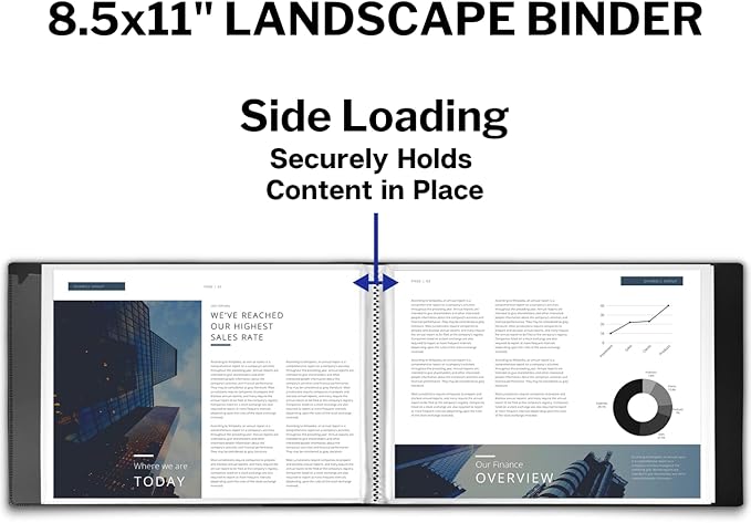 Dunwell 8.5x11 Portfolio Binder (Horizontal), Plastic Presentation Book, 24 Pockets Displays 48 Pages of Letter Size Documents, Certificates, Keepsakes, Art Portfolio Folder, Acid-Free Poly