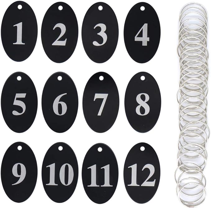 StayMax Aluminum Alloy Oval Number Tag Key Tag with Key Rings