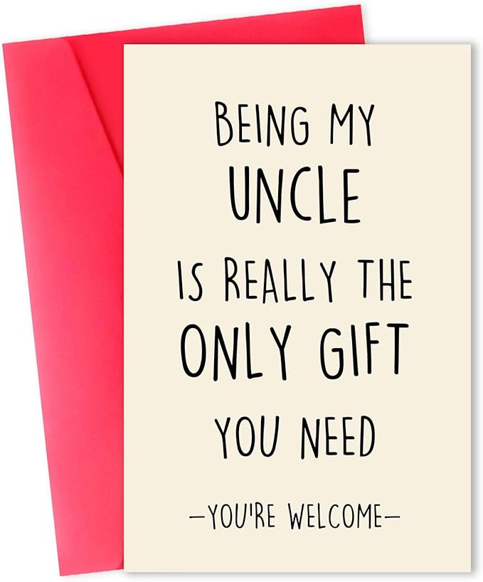 Funny Uncle Birthday Card, Uncle Birthday Gifts from Niece, Birthday Cards for Uncle, Best Gifts for Uncle from Nephew, Happy Birthday Uncle