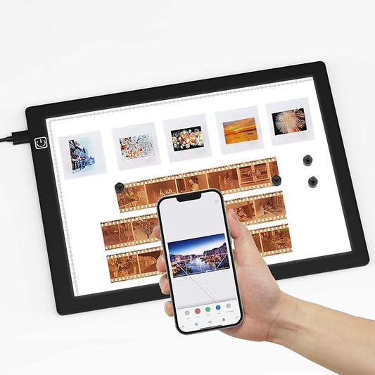 JHFart Magnetic Slide Viewer Light Box 5600K 12”x8” Ultra-Thin Adjustable Brightness Backlight for Slides and Film Negative Scanning