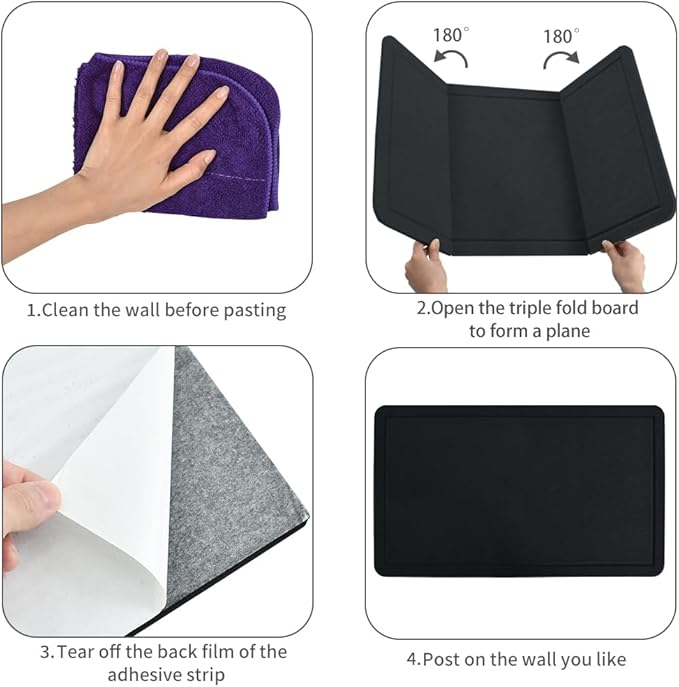 Vuzvuv Black 28"x16" Large Cork Board with 50 Push Pins & Sticky Notes, Self-Adhesive Bulletin Board for Wall, Felt Pin Board for Paste Notes, Photos, Schedules Offices Home