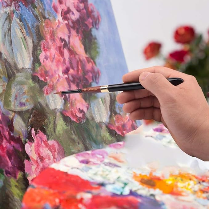 Kolinsky Travel Watercolor Brushes, Fuumuui 3Pcs Plein Air Elegant Kolinsky Sable Watercolor Brushes with Pocket Size Leather Pouch Perfect for Watercolor Gouache Ink Painting