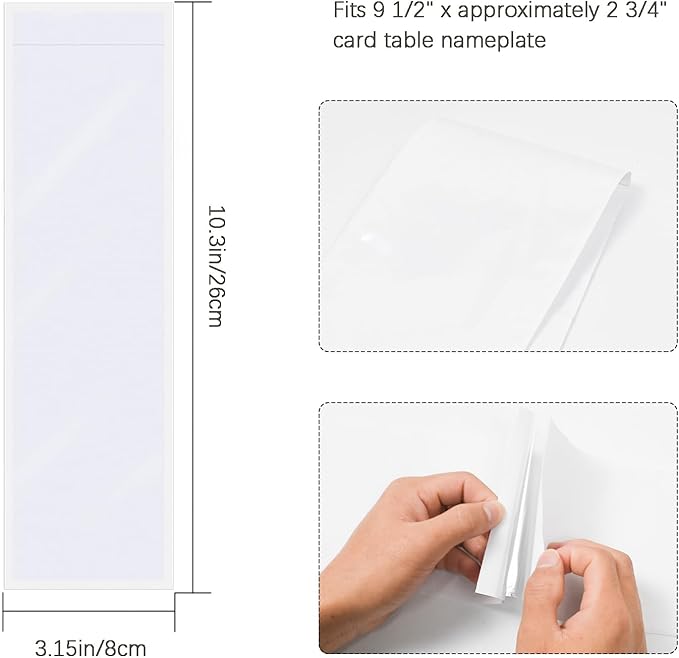 40 PCS Nameplate Pocket Adhesive Desk Nameplates Name Tag Pocket 10.3x3.15 Inch(Thickness 4mil)