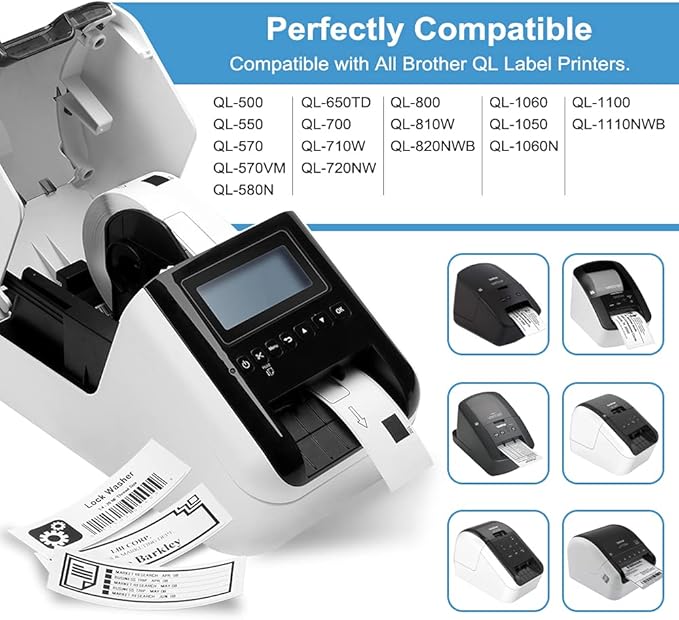 COLORWING 12 Rolls Replace Brother QL-800 Address Label DK-1201 (1.1" x 3.5") for QL-810W QL-710W Label Printer, Die-Cut 29mm x 90mm DK Label, Barcode & All Purpose Label, 1 Frame