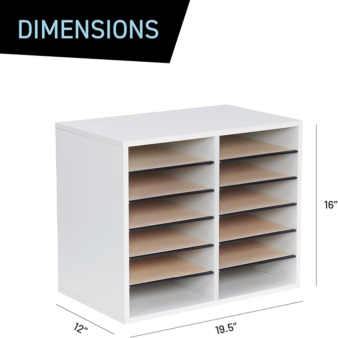 Safco Wooden Paper and Mail Organizer for Home Office and Classroom, Adjustable Shelves and Stackable