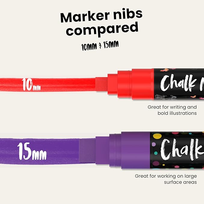 Chalkola Neon Car Window Markers - 10 Chalk Pens (with Gold, Silver) - 3 in 1 Nib, 10mm Jumbo Tip - Washable Liquid Chalk Markers for Blackboard, Chalkboard, Glass, Cars - Erasable Window Glass Pens