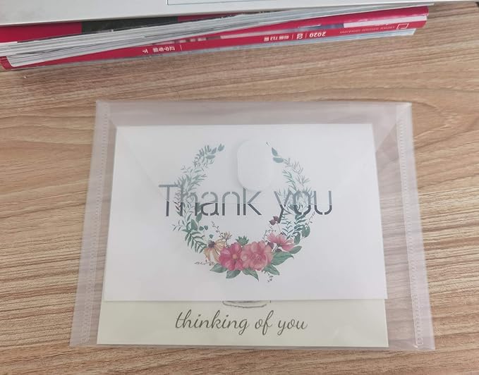 5x7 Small Plastic Envelopes Receipt Check Storage File Holder Case 10 Pack Hook & Loop Closure (clear-10 Pack)