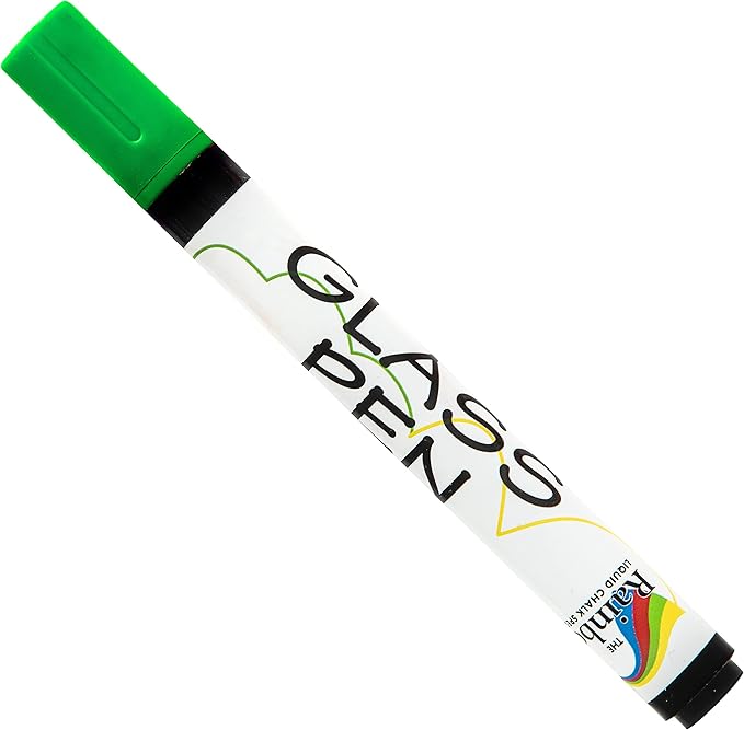 Glass Pen Window Marker: Liquid Chalk Markers for Glass, Car Marker or Mirror Pen with Washable Paint - Graduation Car Windows, Storefront Window, Wedding, Parade, Party & Holiday (Green, Fine Tip)