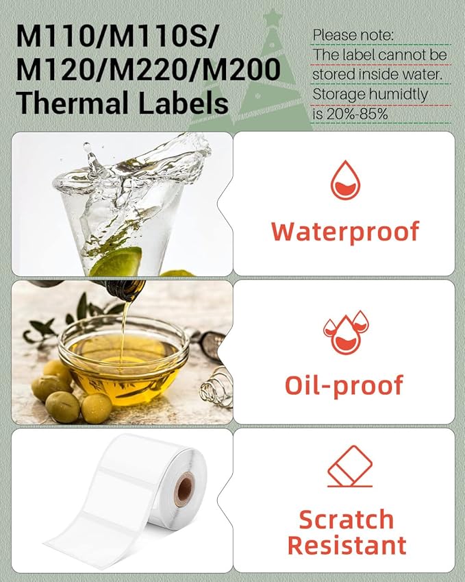 Phomemo Thermal Labels for M110/M221/M220/M120/M200 Label Printer,1.18" x 0.79" (30x20mm), 320 Labels/Roll, Black on White