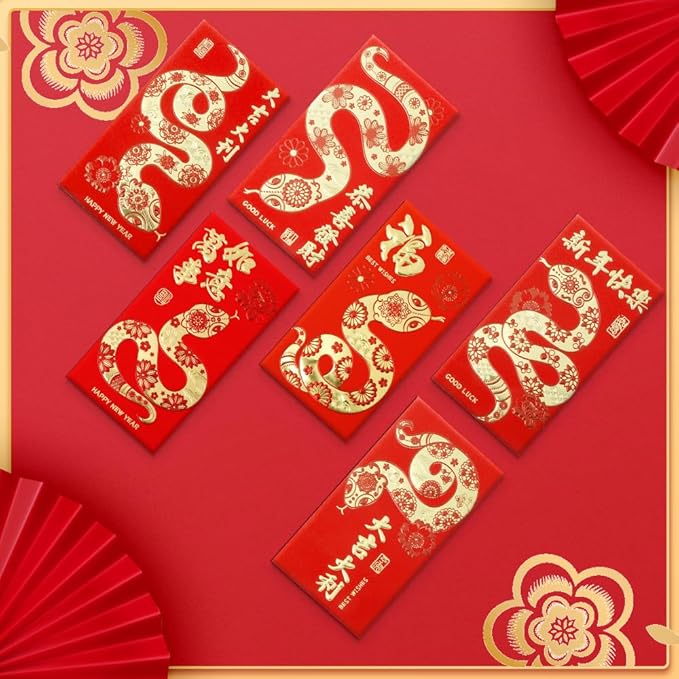 Chinese New Year Red Envelopes, Red Envelopes, 36 PCS Snake Red Envelopes 2025, Snake Year Red Envelopes, 春节红包, Hong Bao, Lucky Money Envelopes Red Pocket For 2025 New Years Eve Party Spring Festival