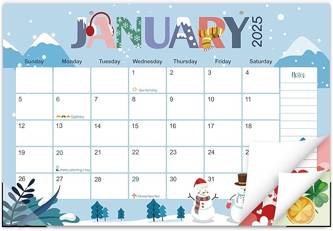 GuassLee Desk Calendar 2025, Monthly Calendar 2025, 18-Month School Year Calendar, 2025 Jan - 2026 Jun, 17"x11.5" Large Desk Planner with Corner Protectors, Ample Blocks ＆ Notes for Home Office