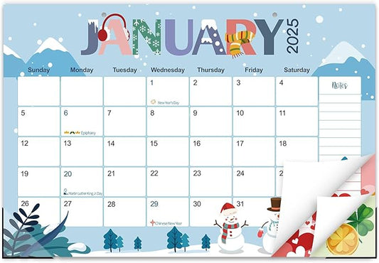 GuassLee Desk Calendar 2025, Monthly Calendar 2025, 18-Month School Year Calendar, 2025 Jan - 2026 Jun, 17"x11.5" Large Desk Planner with Corner Protectors, Ample Blocks ＆ Notes for Home Office