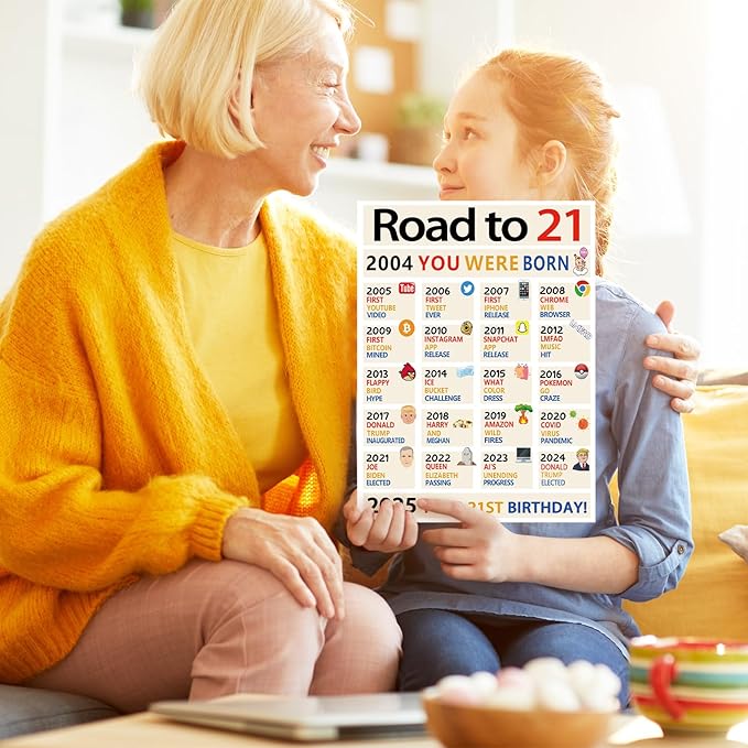 OJsensai Happy 21st Birthday Gifts for Her Him, Big 21 Years Old Birthday Card for Women Men, 21 Birthday Decorations, Best 21 Bday Gifts for Daughter Son Friends