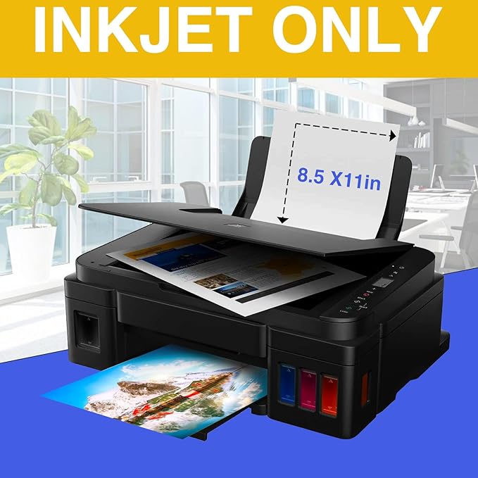 Printable Magnetic Paper,Non Adhesive,12 mils Thick Magnet Glossy Sheets for Inkjet Printer in Office,5 Sheets Flexible Magnetic Printer Photo For DIY