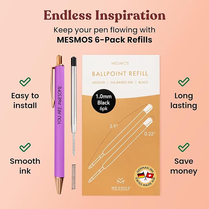 MESMOS 3pc Fancy Pen Set for Women, Thank You Gifts for Women, Stocking Stuffers, Teacher Christmas Gifts for Women, Boss Lady Office Gifts for Coworkers, Teacher Pens, Employee Appreciation Gifts
