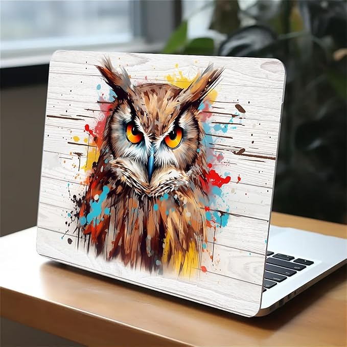 Compatible with 13.3 Inch MacBook Air A1466/A1369, Funny Colorful Owl Hard Plastic Shell Cover Case