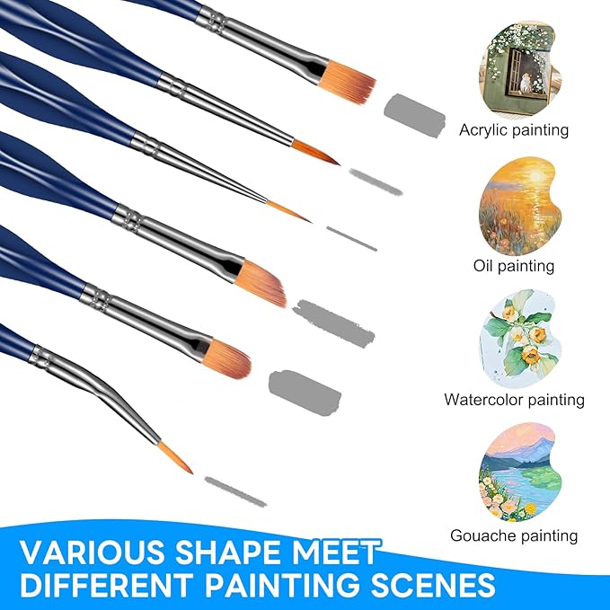Detail Paint Brushes Set - 15pcs Miniature Paint Brushes, Art Painting for Acrylic Watercolor Gouache Oil & Face Painting, Models, Citadel, Figurine and Paint by Number Kit for Adults