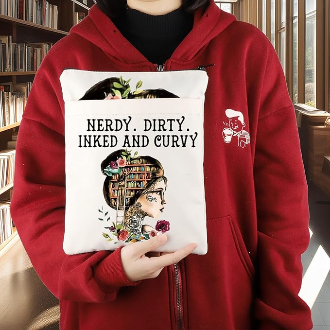 KEYCHIN Reading Lover Book Sleeve Book Club Librarian Gifts Nerdy Dirty Inked And Curvy Book Cover Book Lover Gifts Book Covers For Paperback (Nerdy Dirty BS)
