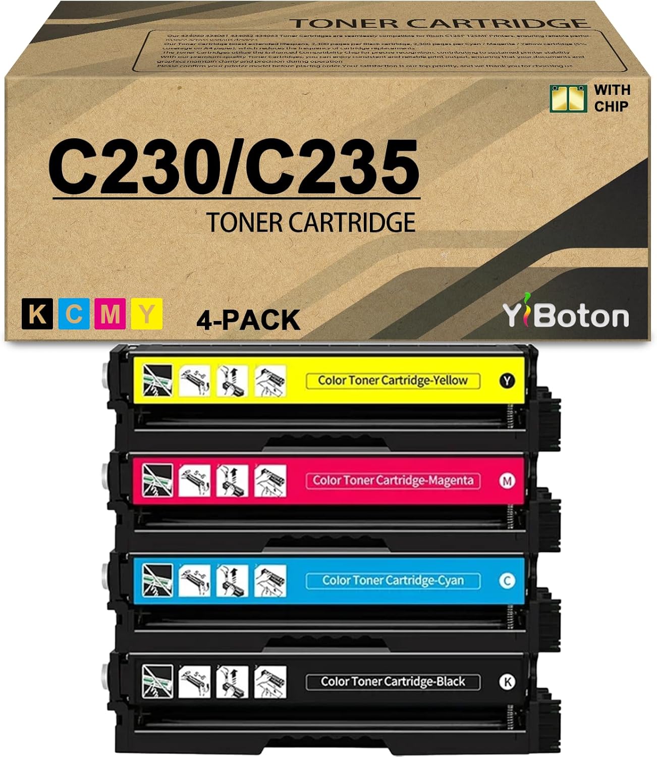 High Yield C230 C235 Toner Cartridge with Chip 006R04391 006R04392 006R04393 006R04394 Toner Cartridges Compatible with Xerox C230 C235 C230DNI C235DNI Printer (4-Pack Black Cyan Magenta Yellow)