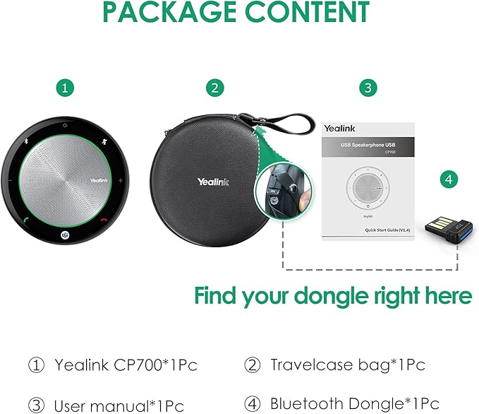 Yealink Teams Certified Speakerphone Wireless Bluetooth Speaker with Full Duplex Microphone for Conference Meeting CP700 Noise Reduction Home Office 360° Voice Pickup