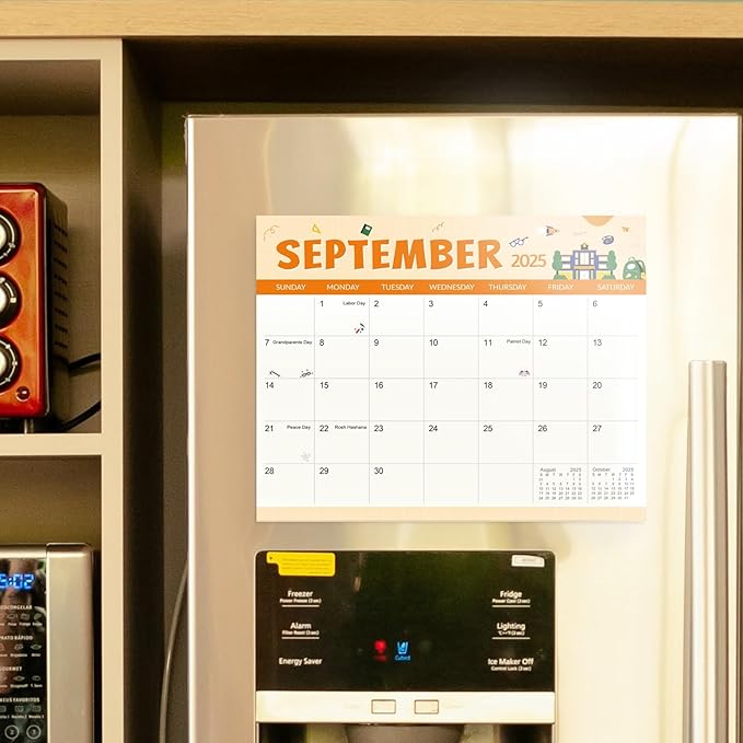 SKYDUE 2025 Magnetic Calendar for Refrigerator, Fridge Calendar 2024-2025, Jul 2024 to Dec 2025 18 Months Magnetic Calendar, 10" x 8", Holiday Theme