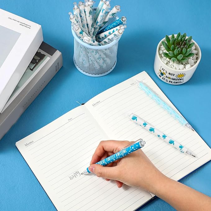 Jetec 48 Pcs Turtle Pens Gifts Inspirational Cute Ballpoint Pens Bulk Motivational Employee Appreciation Gifts Black Ink for Turtle Lovers Thank You Coworkers