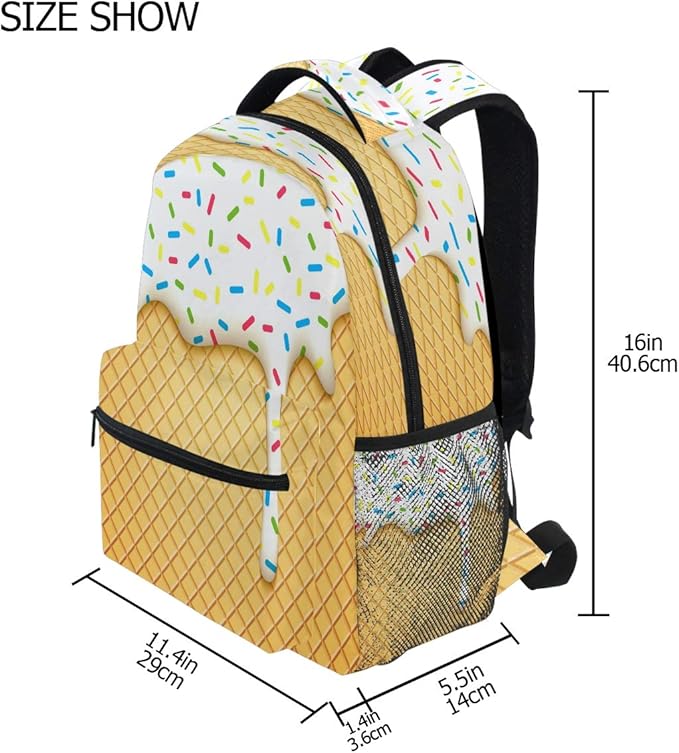 Blueangle Ice Cream Cone Backpack Bookbags Laptop Backpack for Boys Girls Teens, College Backpack Water Resistant Travel Bookbag