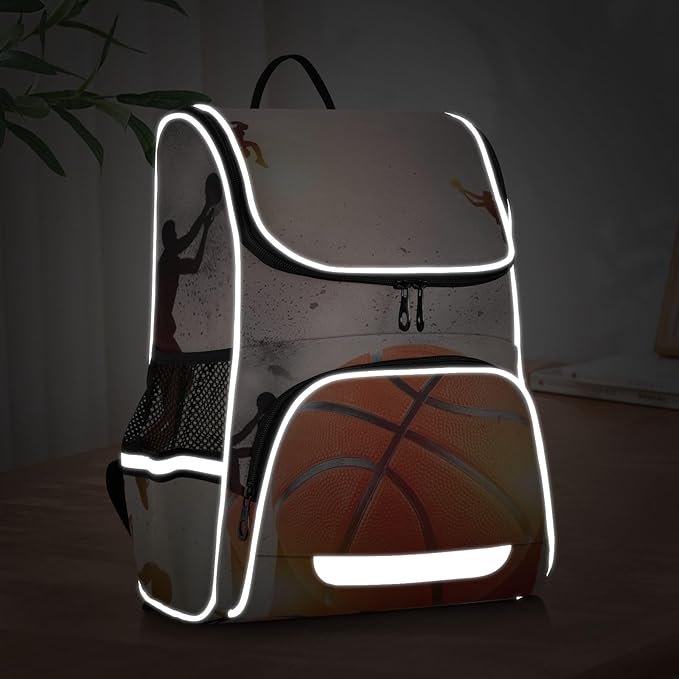 Basketball Backpack with Reflective Strip for Kids Boys Girls Elementary School Bag Removable Chest Strap