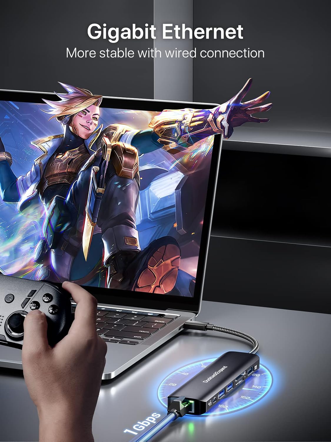 USB C Hub Multiport Adapter, DockteckExpand USB C Dongle 7 in 1 with 4K 60Hz HDMI Port, 1Gbps Ethernet, 100W PD, 2 USB 3.0 Ports, SD/TF Card Reader for MacBook iPad HP Dell XPS and More