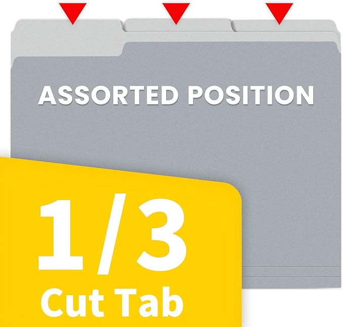 SUNEE File Folders, 18 Pack Manilla Folders 8.5 x 11, Colored Folders Office Organization Home School Folders for Documents Files Paper,Gray Colors