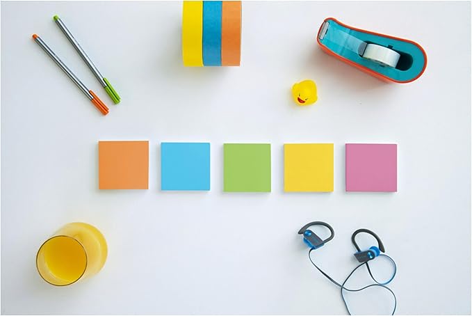 Post-it Super Sticky Notes, 12 Sticky Note Pads, 3 x 3 in., School Supplies, Office Products, Sticky Notes for Vertical Surfaces, Monitors, Walls and Windows, Energy Boost Collection