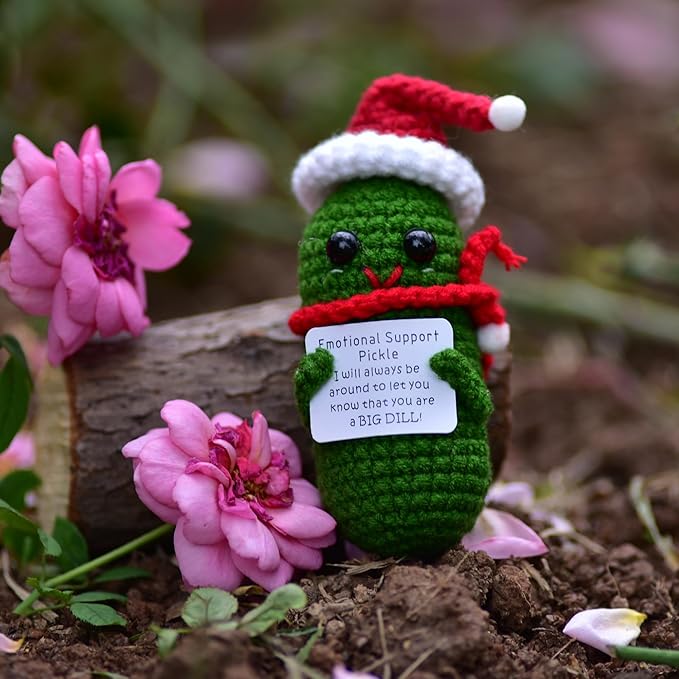 Funn Crochet Pickles 1 Pcs with Affirmations Cards for Inspirational Novelty Good Luck Gifts and Party Decorations (KK-CKD04-PICKLE-UN)