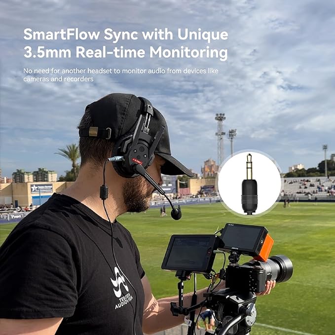 EACHSHOT SYNCO XTalk XPRO2 2.4GHz Wireless Headset Intercom System 2 Person Team Communication 500m Operating Range with Ai Noise Cancellation for Movie Shoot Live Show Stage Performance