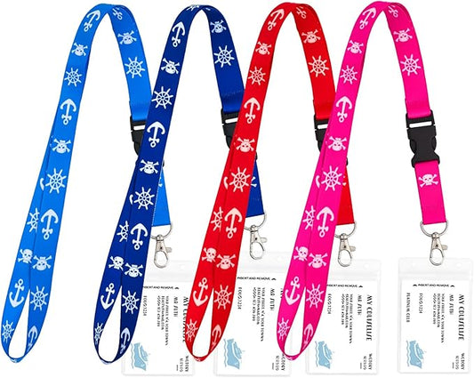 Cruise Lanyards, 4 Pack Waterproof Lanyards with ID Badge Reel Holder, Detachable Buckle for Ship Key Cards, Cruise Ship Essentials