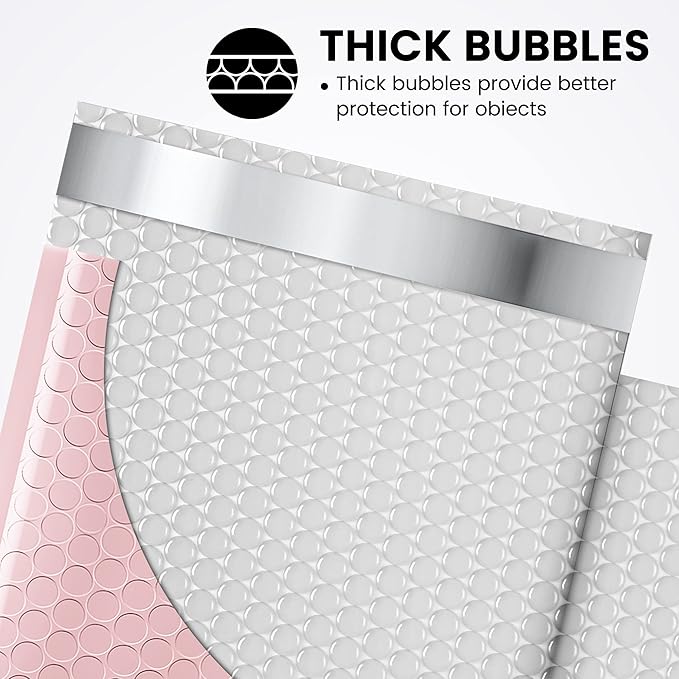 Fuxury Bubble Mailer, 6x10 Inch Bubble Mailers 50 Pack, Self-Seal Adhesive Padded Envelopes, Water Resistant Mailers, Shipping Envelopes for Packaging, Small Business, Mailing,Bulk Light Pink #0