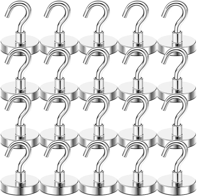 DIYMAG Magnetic Hooks, 118 LB Heavy Duty Strong Magnet with Hooks, Strong Rare Earth Neodymium Magnet Hooks for Hanging, Magnetic Hanger for Curtain, Home, Kitchen, Workplace, 20 Packs