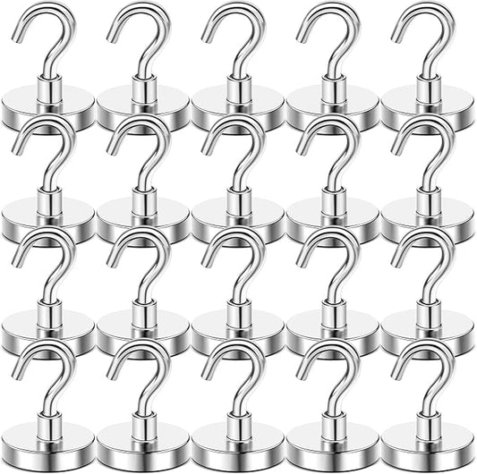 DIYMAG Magnetic Hooks, 118 LB Heavy Duty Strong Magnet with Hooks, Strong Rare Earth Neodymium Magnet Hooks for Hanging, Magnetic Hanger for Curtain, Home, Kitchen, Workplace, 20 Packs