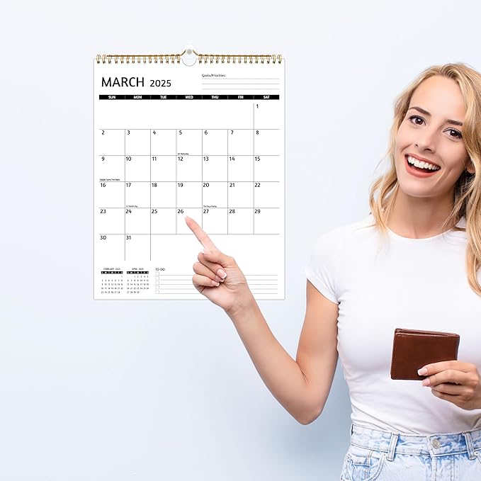 Wall Calendar 2025 – Calendar 2025 Wall, 12 Monthly Calendar, Jan 2024 - Dec 2025, 11.5 x 14.5 In, 2025 Calendar with Large Blocks, Thick Paper, Holidays, To-do ＆ Notes, Great for Organizing