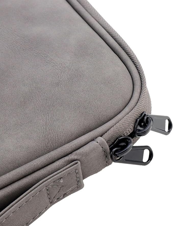 Grey Book Sleeve with Zipper PU Book Covers 11"×9" Book Pouch Washable Book Protector Cloth Book Case Bags for Book Lovers Office Document